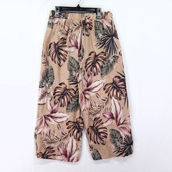 Elie Tahari 100% Linen Cropped Wide Leg Pants Size Small Tropical Beige - Picture 12 of 13